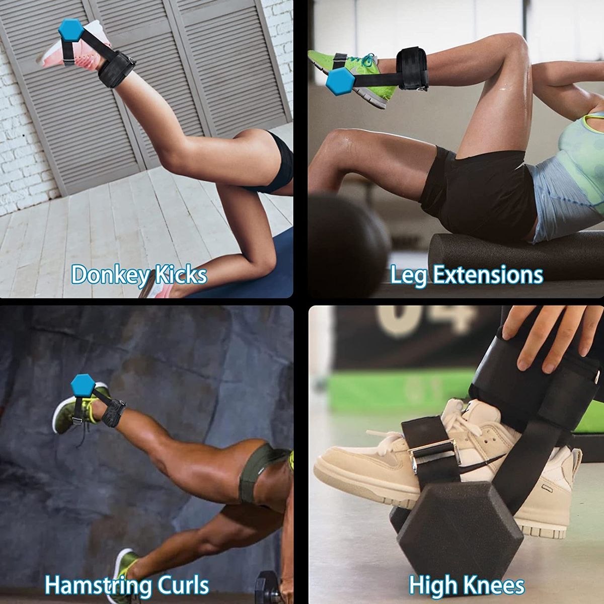 Adjustable Weight Dumbbell Ankle Ss Ankle Weights Cuffs Cable Machine Attachments For Home Gym Booty Glute Leg Workouts Black