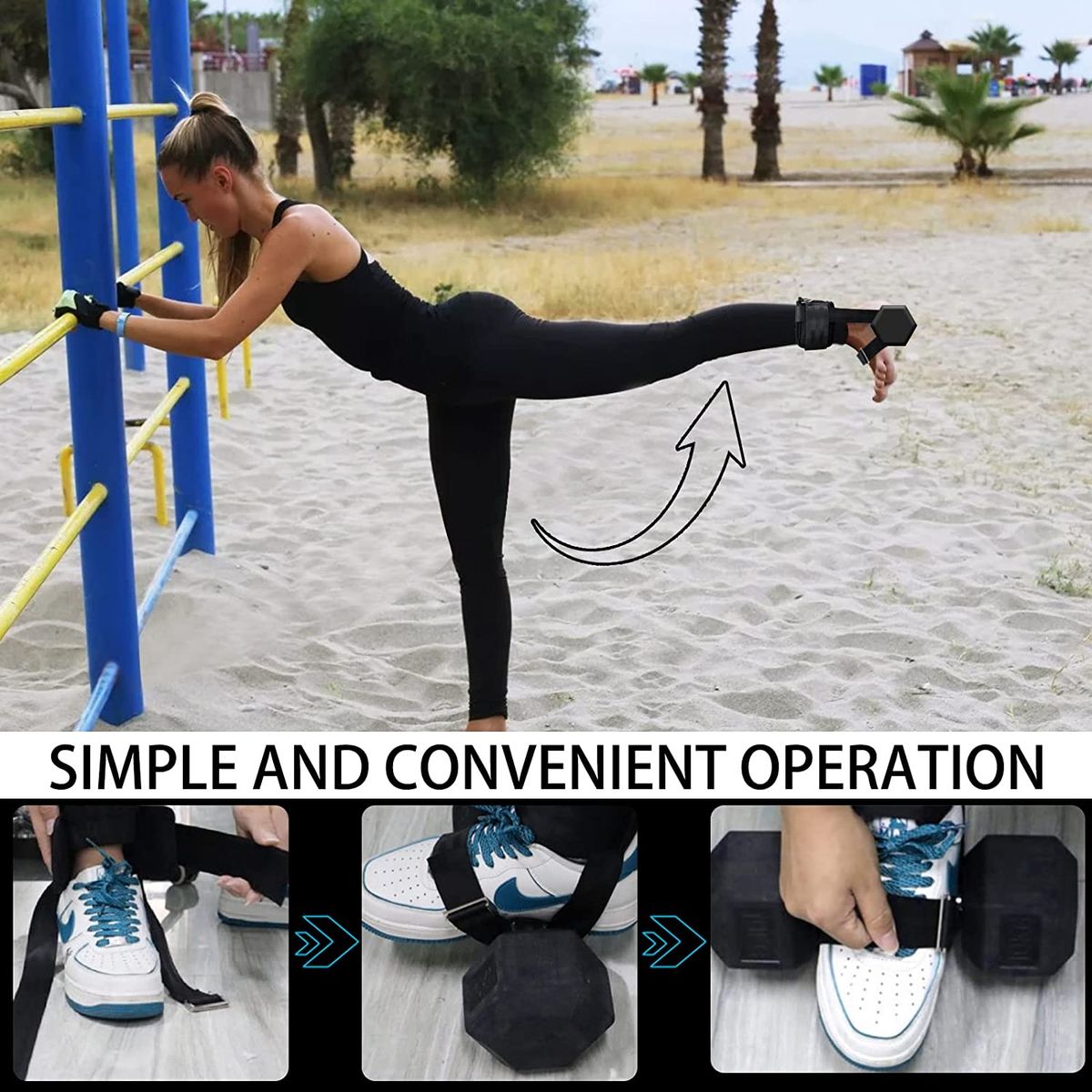 Adjustable Weight Dumbbell Ankle Ss Ankle Weights Cuffs Cable Machine Attachments For Home Gym Booty Glute Leg Workouts Black
