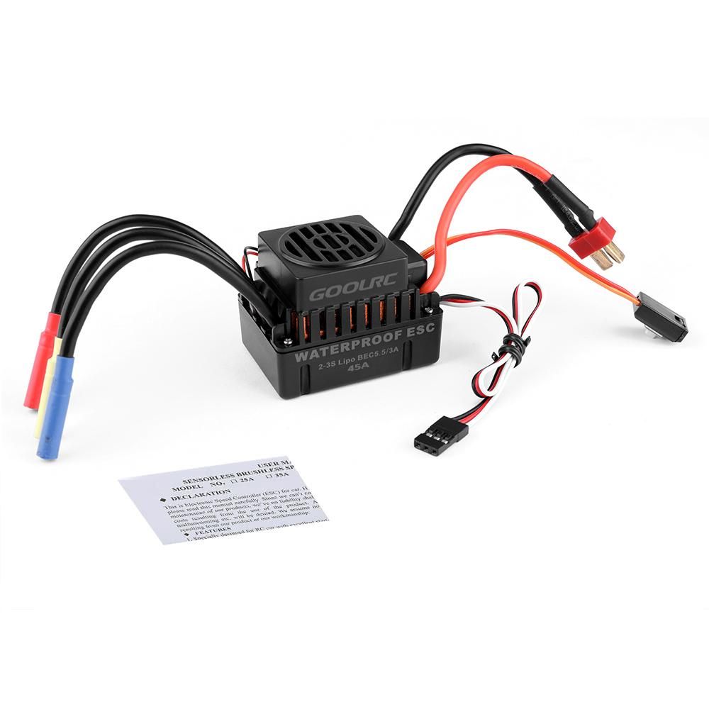 GoolRC Waterproof 45A Brushless ESC Electric Speed Controller with 5.5V/3A BEC for 1/10 RC Car