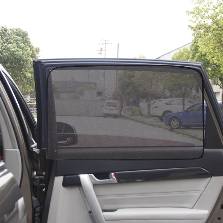 4 PCS Net Yarn Magnetic Suction Type Car Sunshade Curtain Thick Back Row Square