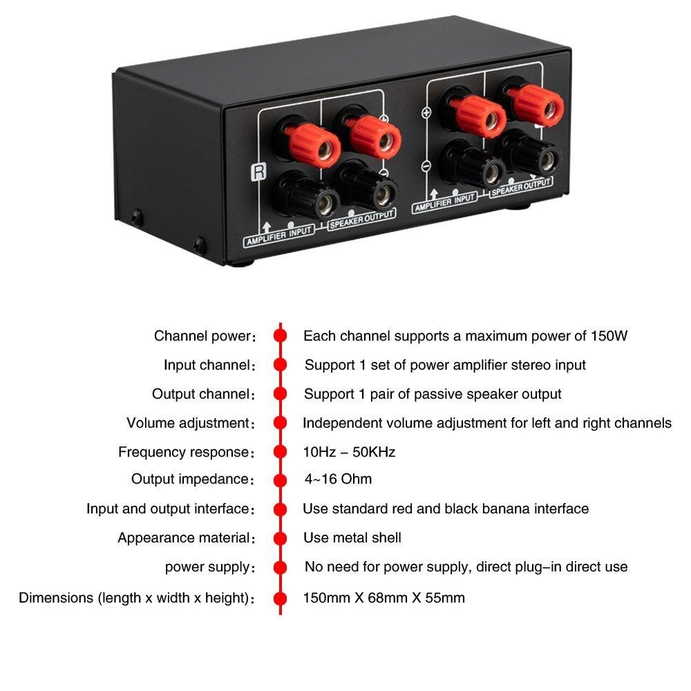 150W 14AWG Desktop Passive Speaker Volume Control Box