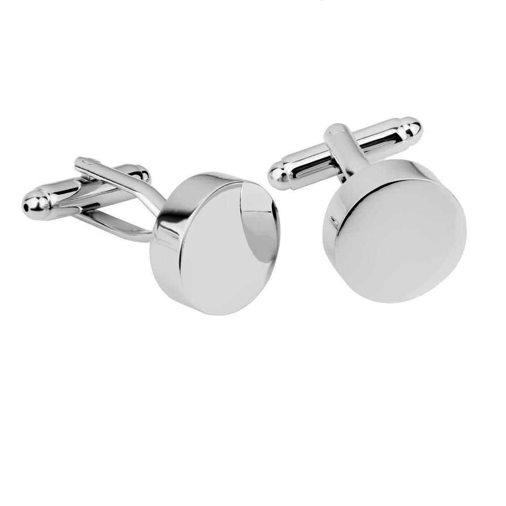 Round Stainless Steel Cufflink For Men Groom Shirt Suit Wedding Cuff