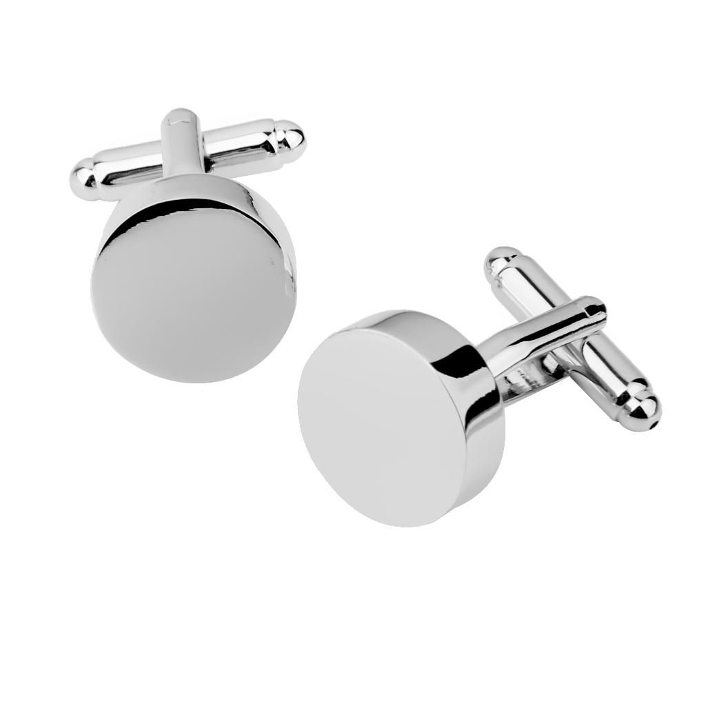 Round Stainless Steel Cufflink For Men Groom Shirt Suit Wedding Cuff