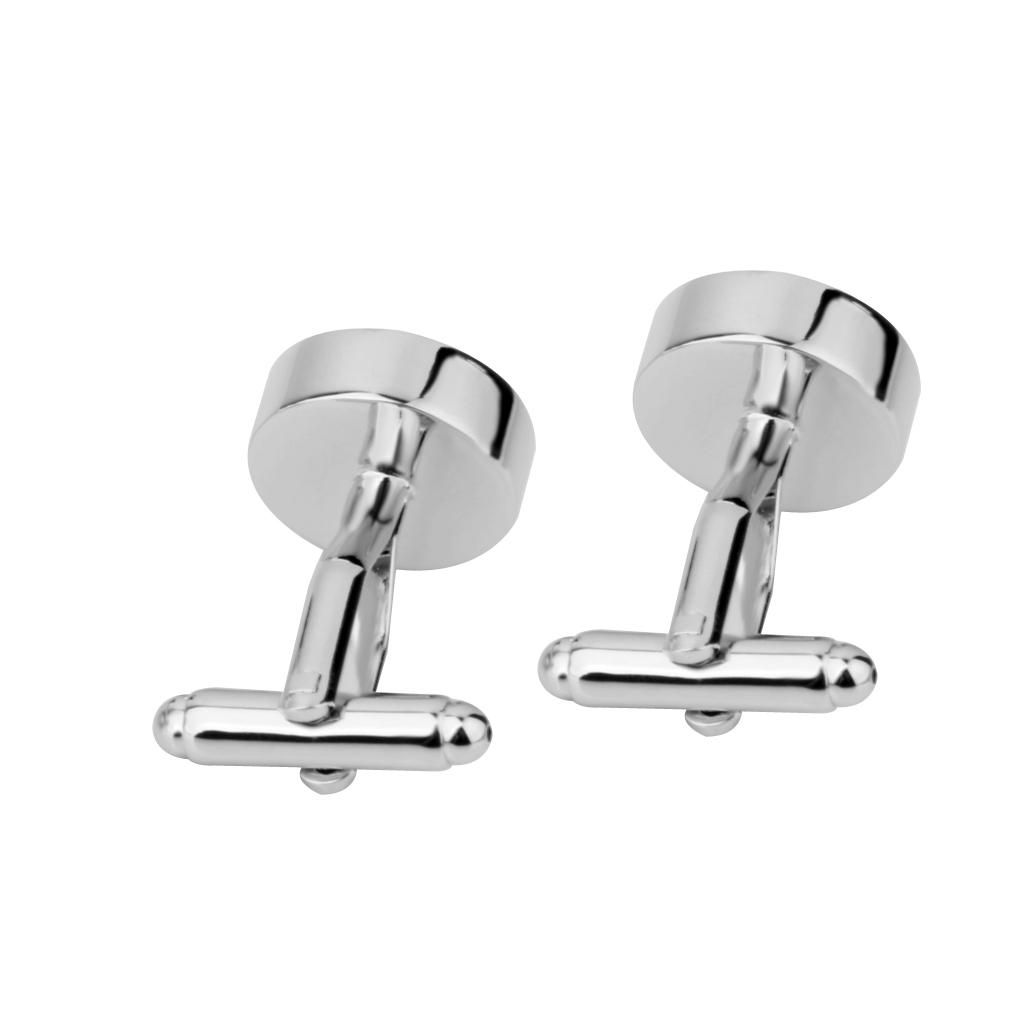 Round Stainless Steel Cufflink For Men Groom Shirt Suit Wedding Cuff
