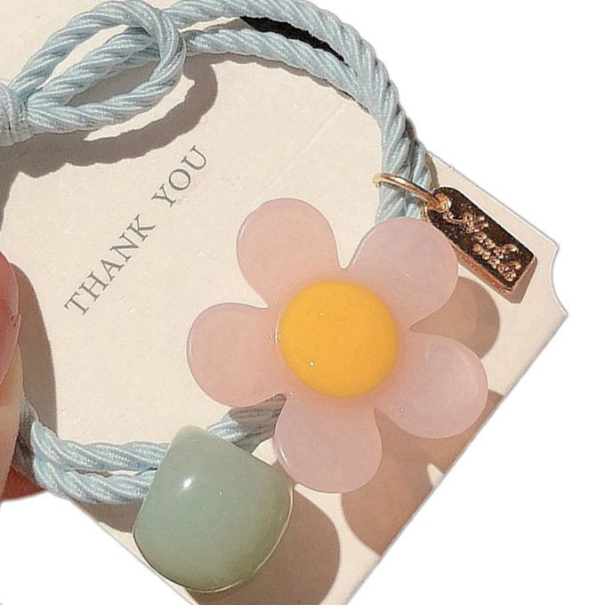 Small Fresh Hair Rope  Ute  Olored Flowers  R Fairy Knotted Hair Rope Gi  Heart Tie Head Rubber Band Hair Ring-blue