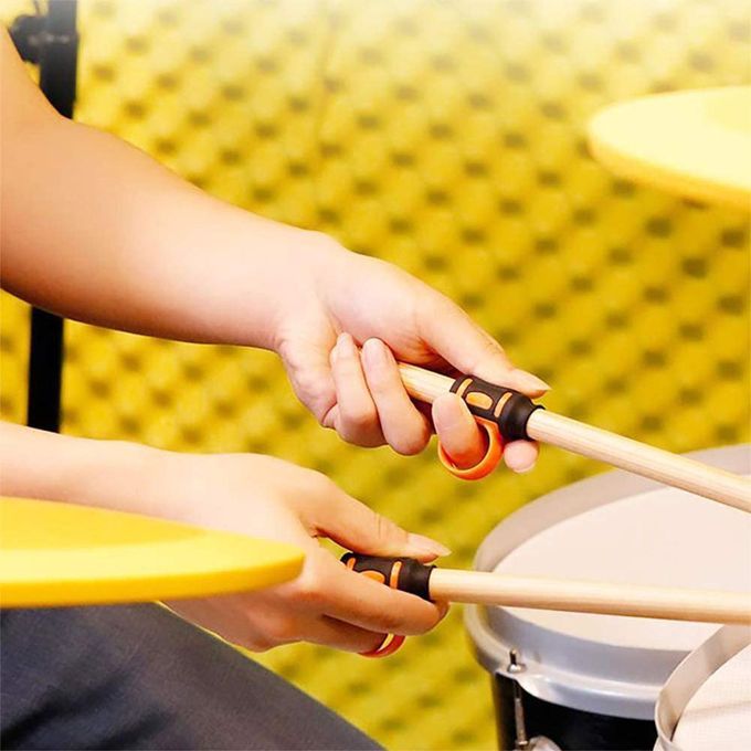 Pair Drum Stick Control Clip Silicone Drumsticks Grip Beginner Black