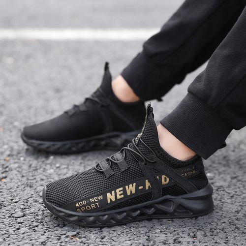 Kids Sneakers Boys Sports Walking Shoes-Black Gold