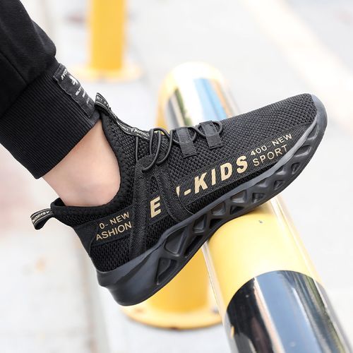 Kids Sneakers Boys Sports Walking Shoes-Black Gold