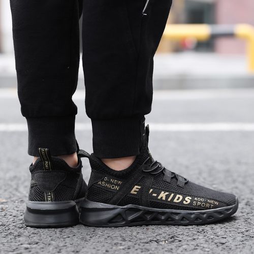 Kids Sneakers Boys Sports Walking Shoes-Black Gold