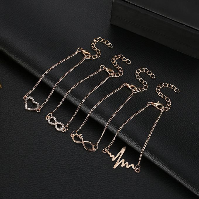 Bracelet For Best Friends Women 4pcs Heartbeat Chain Wrap Strand Bracelet Set
