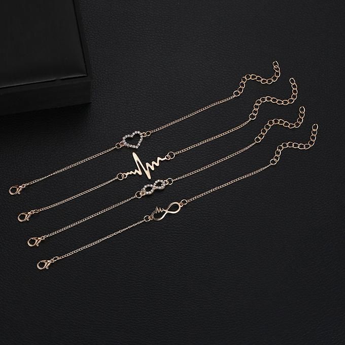 Bracelet For Best Friends Women 4pcs Heartbeat Chain Wrap Strand Bracelet Set