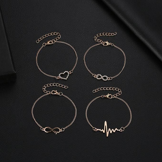 Bracelet For Best Friends Women 4pcs Heartbeat Chain Wrap Strand Bracelet Set