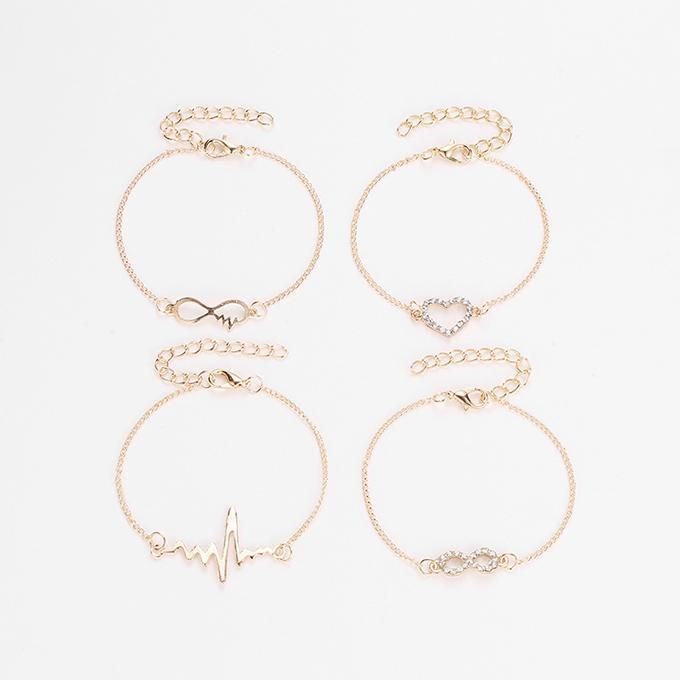 Bracelet For Best Friends Women 4pcs Heartbeat Chain Wrap Strand Bracelet Set