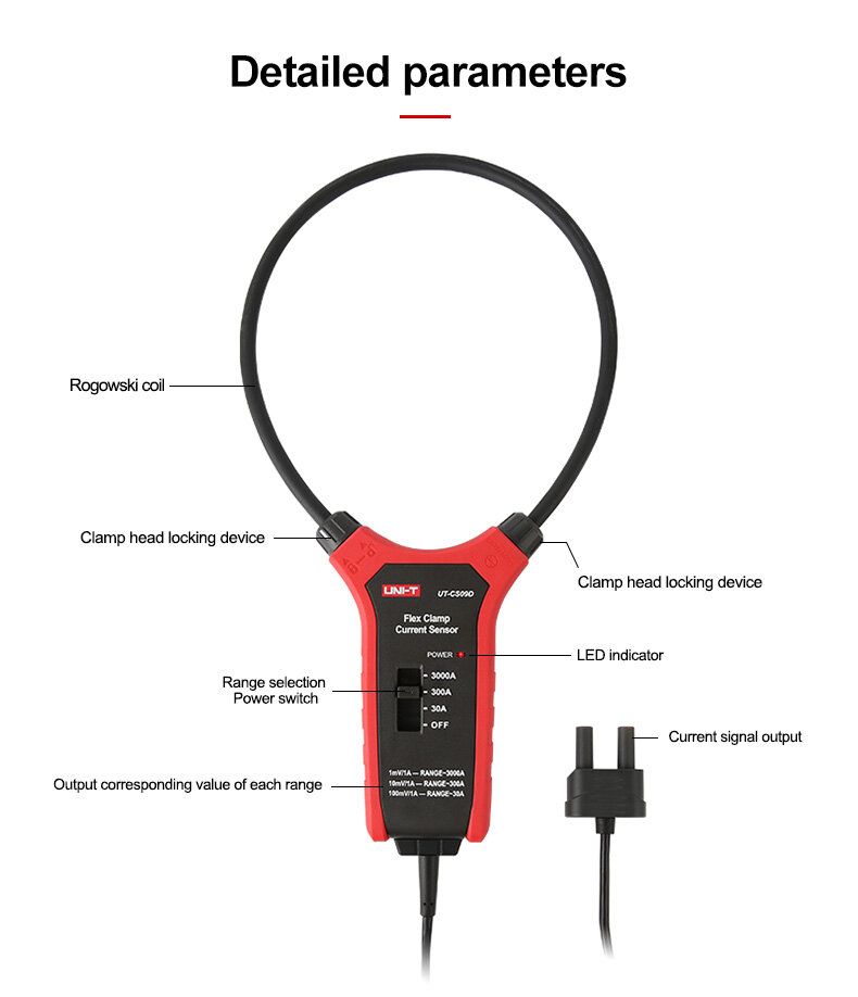 UNI-T UT-CS09D 3000A AC Current Flexible Clamp Meter Flex