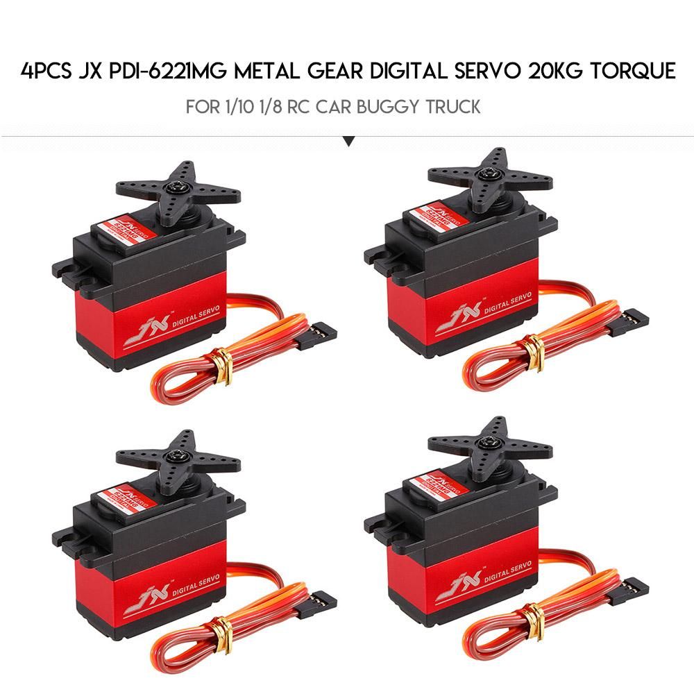4pcs JX PDI-6221MG Metal Gear Digital Servo 20kg Torque Aluminums Case for 1:10 1:8 RC car BUGGY TRUCK