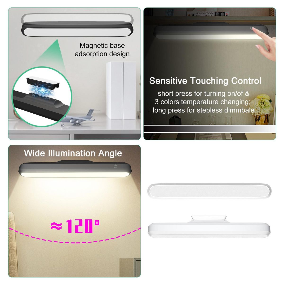 42 LEDs Cabinet Lamp Night Beside Light with Controller Sensitive Touching Control/ 3 Colors Changing/ Dimable Brightness Adjustable/ 10Mins&30Mins Timing Timer/ Adsorption Base for Bedroom/ Living Room/ Study Room/ Kids Room