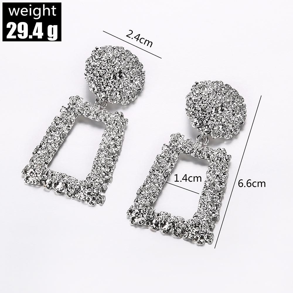 Vintage Large Square Dangle Ear  Clips- Silver