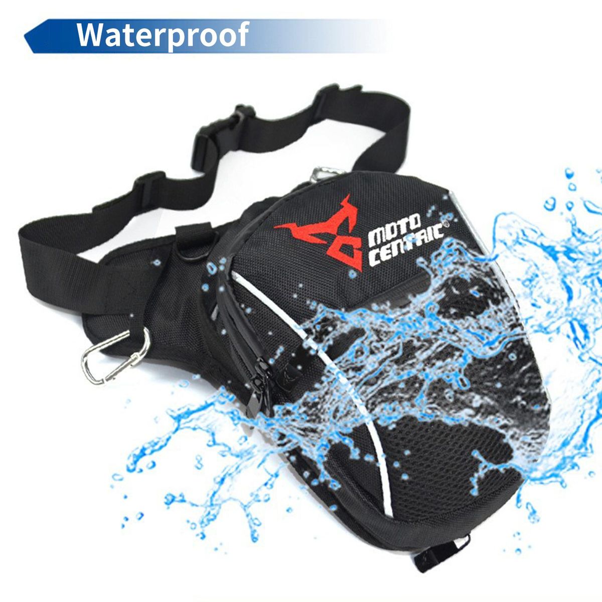 MOTOCENTRIC Leg Bag, Waterproof Motorcycle Leg Bag for Men Women Waist Pack with Reflective Strips for Hiking Riding Cycling