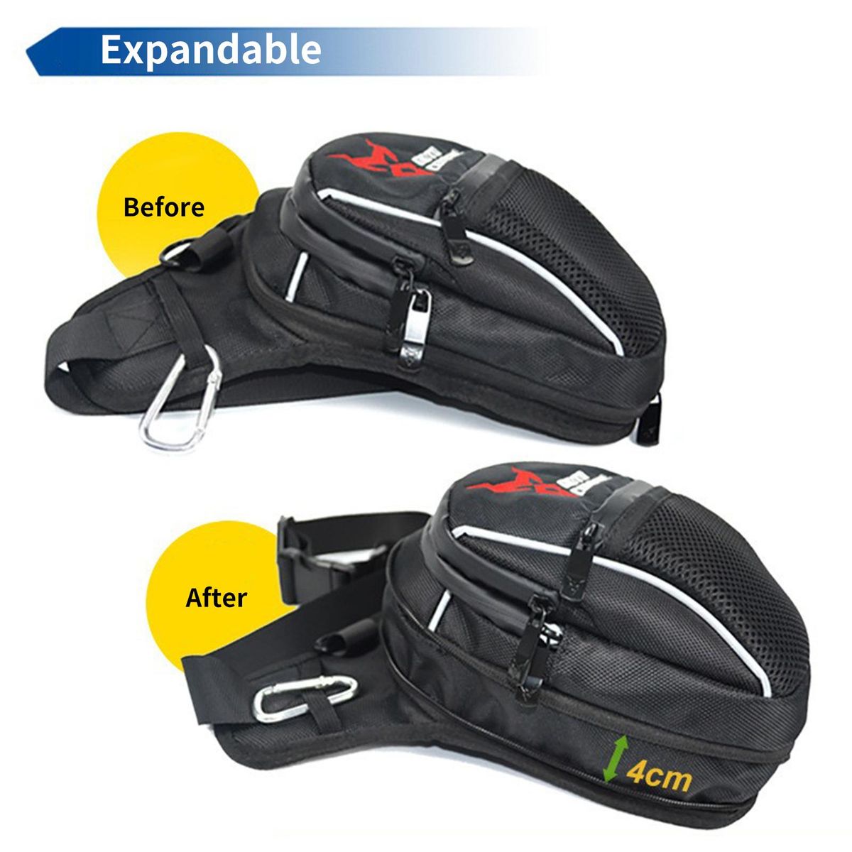 MOTOCENTRIC Leg Bag, Waterproof Motorcycle Leg Bag for Men Women Waist Pack with Reflective Strips for Hiking Riding Cycling