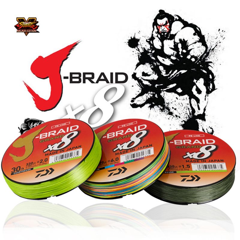 300m Fishing Line J-BRAID GRAND Braided PE 8 Braided Fishing Line Japan PE Braided Li