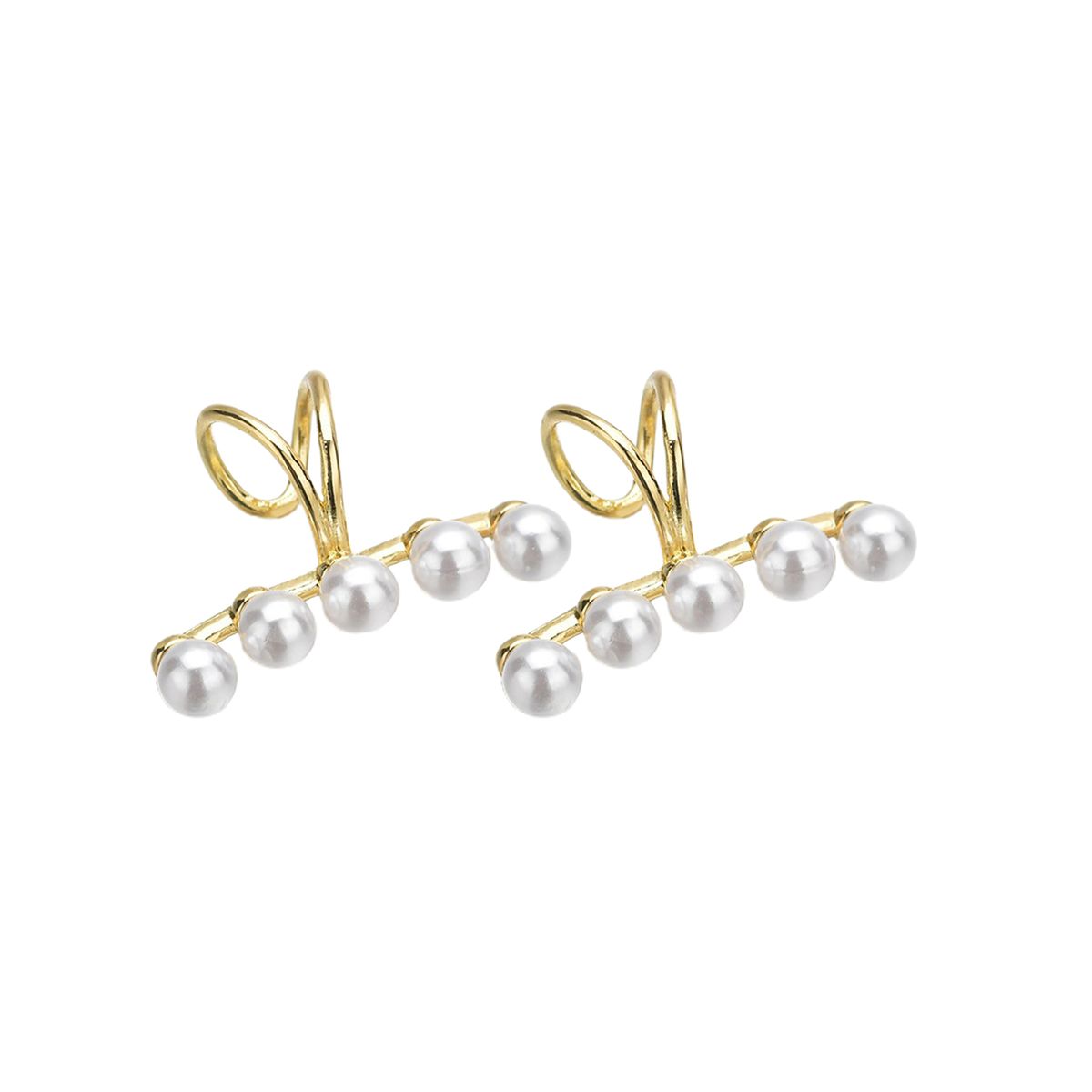 Women Ear Cuffs Non Pierced Clip On Faux Pearls Ear-Silver