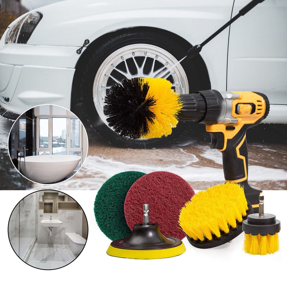 15Pcs Drill Brush Attachment Set Power Scrubber Drill Brush