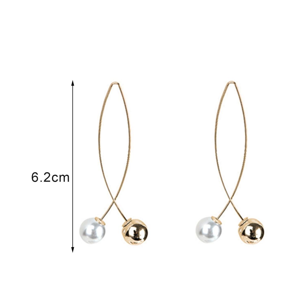 Elegant Women Imitation Pearl Line Hook Drop Pierced-Golden