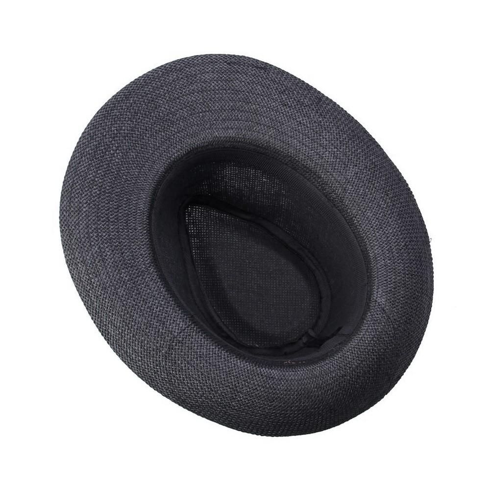 Fashion Men Women Panama Sun Straw Hat Contrast Ribbon Pinched Crown Rolled Trim Beach Cap