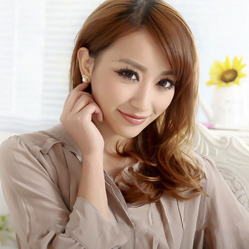 Women Faux Pearl Inlaid Double Triangle Crossover Ear-Golden