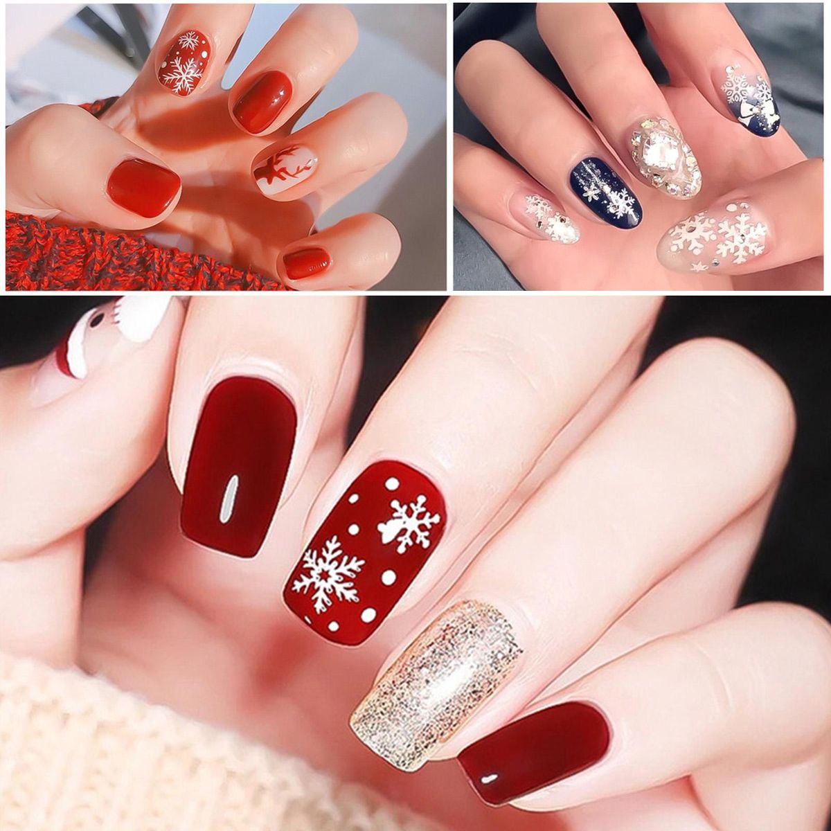 Nail Glitter Set Christmas 12 Blocks of Nail Decors Rhinestones for Nail Art DIY Assorted Nail Glitter Sequins