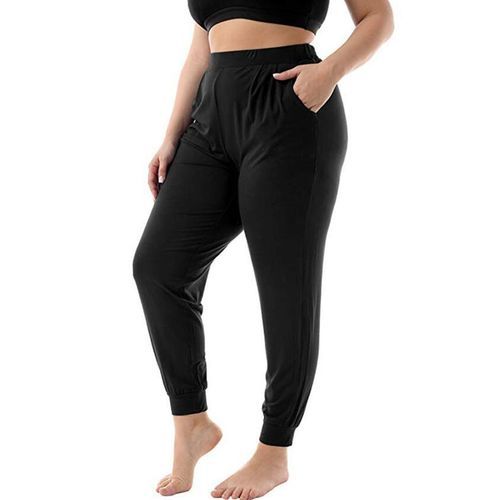 Women Yoga Pants Running Sportswear Leggings High Waist Loose Style Pants-black-3XL