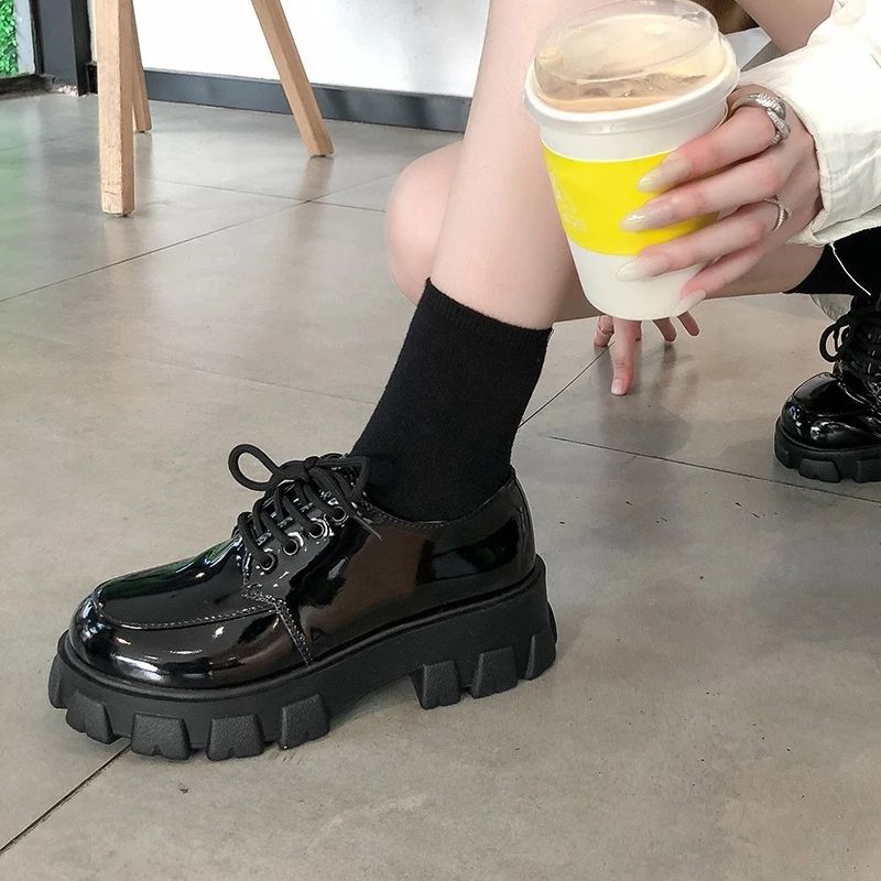 (light B)shoes Platform Shoes Lolita Shoes Oxfords Women Heels School Uniform Jk Student Shoes JIN