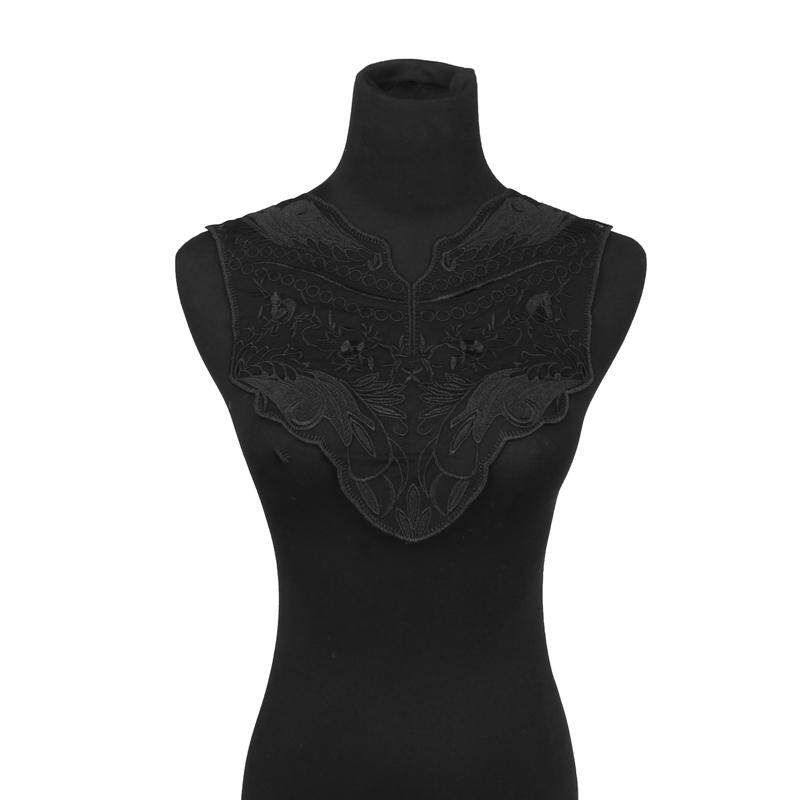 1pc Black Embroidery Tulle Guipure Flower Lace Neckline Fabric DIY Voile Lace Collar Fabric Sewing Applique Supplies Dress