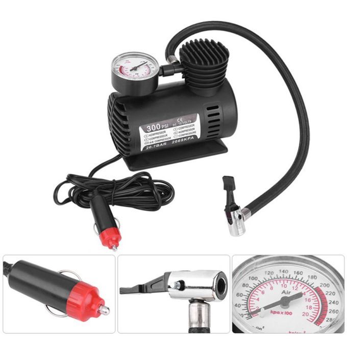 Mini Air Pump 12V Car Air Pump Tire Air Pump Car Mini Emergency Air Pump-black