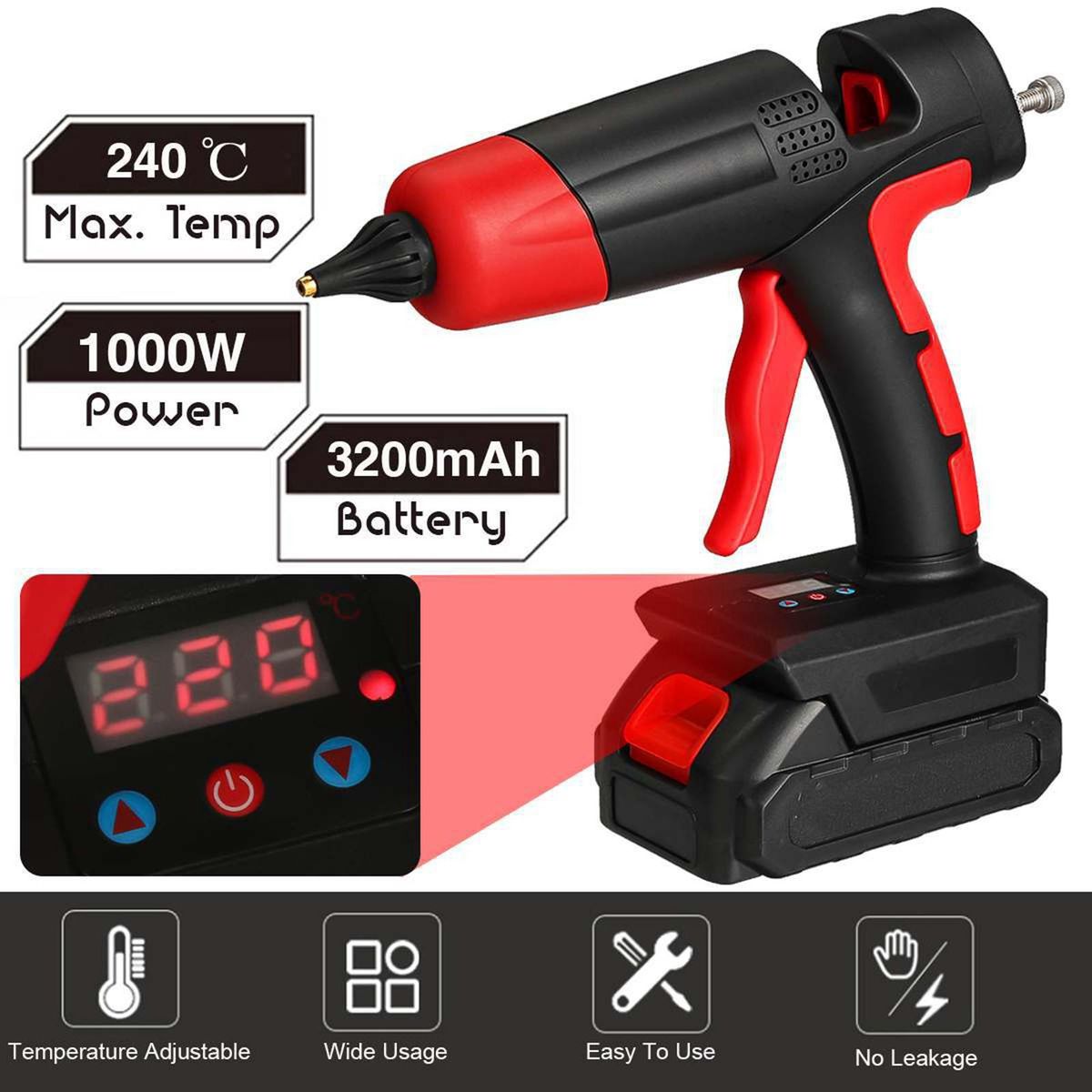 Professional Hot Melt Glue  Rechargeable Temperature
