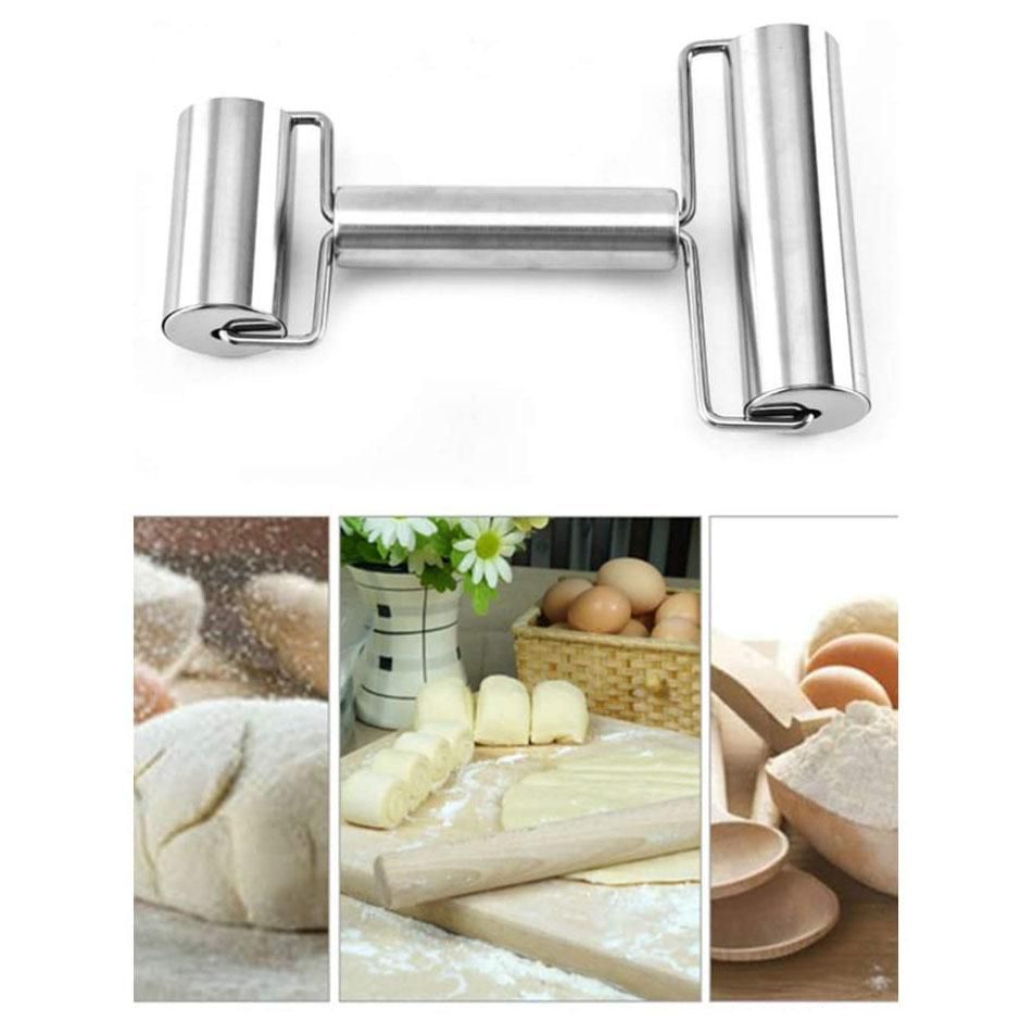 2Pcs Stainless Steel Rolling Pin Pastry Pizza Fondant Kitchen Utensils Perfect for Baking Dough Pizza Pie Pastries