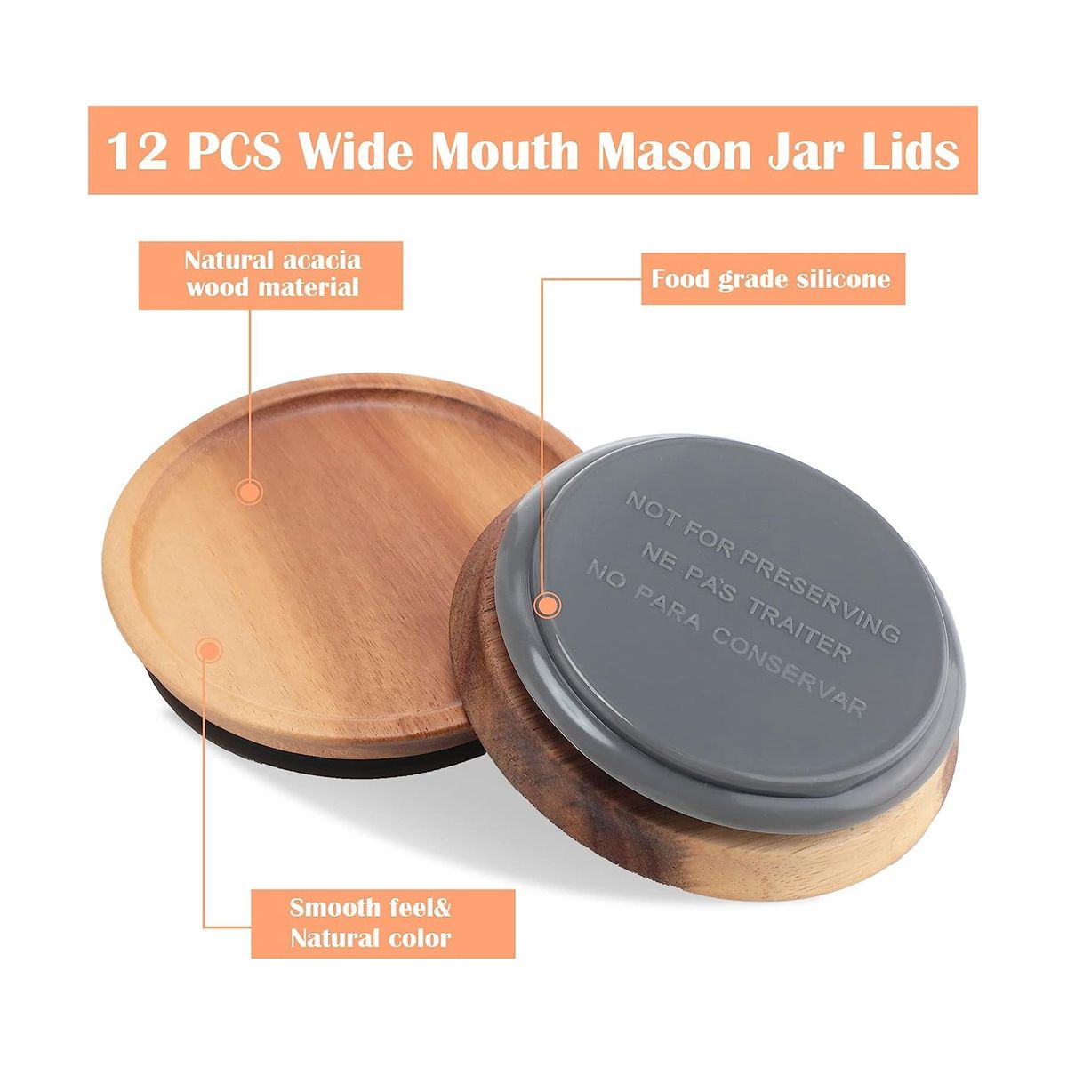12Pcs 3.5 Inch Wide Mouth Mason Jar Lids Reusable Canning