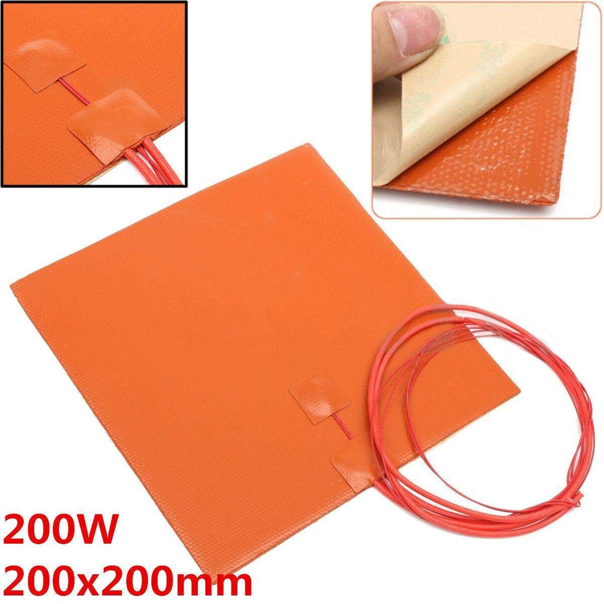 Silicone Heater Pad For 3D Printer Heated Bed Heating Mat 200x200mm 200W 12V
