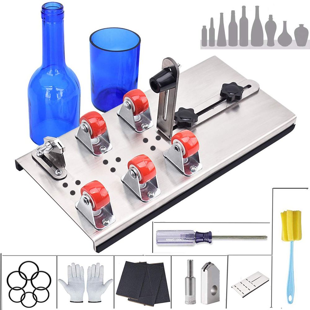 DIY 5-Wheel Glass Bottle Cutter Adjustable Sizes Metal Glassbottle