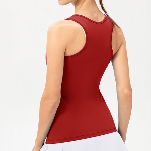Womens Fitness Tank Top Running Vest Casual Gym Sleeveless Sportswear（Red）