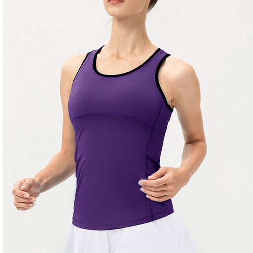 Womens Fitness Tank Top Running Vest Casual Gym Sleeveless Sportswear（Purple）