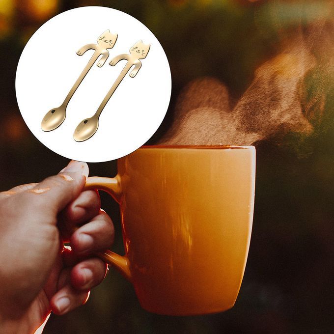 Stainless Steel Coffee Spoon Teaspoons For Dessert Cake Soup Gold