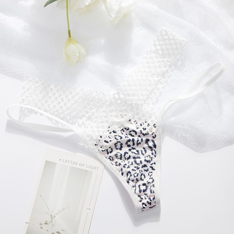 Ladies Sexy Lace Panties Low Waist Temptation Underwear White Leopard