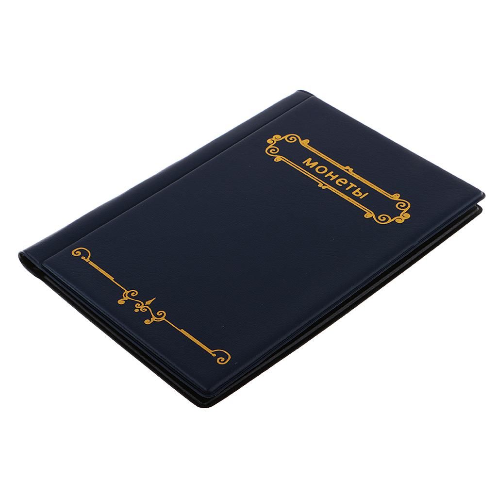 Pack Of 2 Coin Display Album Book Blue PU Leather Portable