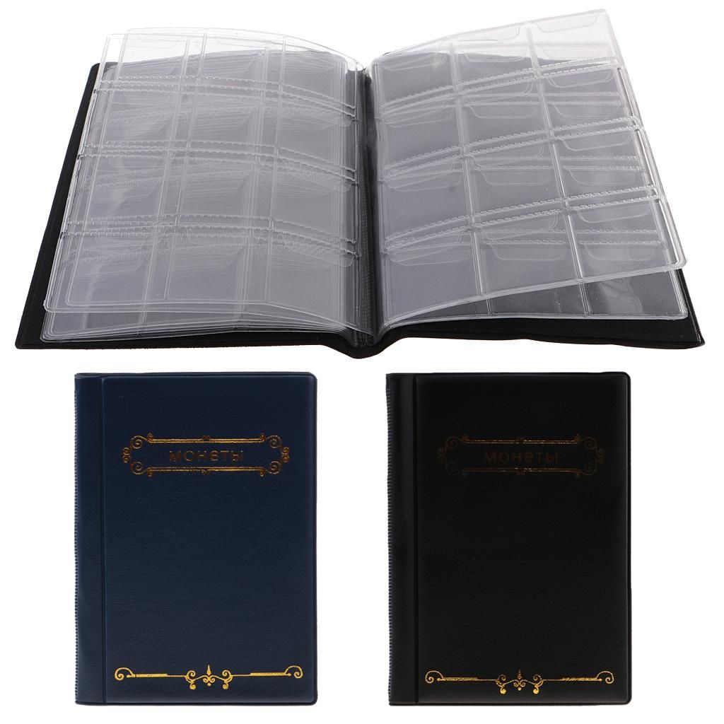 Pack Of 2 Coin Display Album Book Blue PU Leather Portable