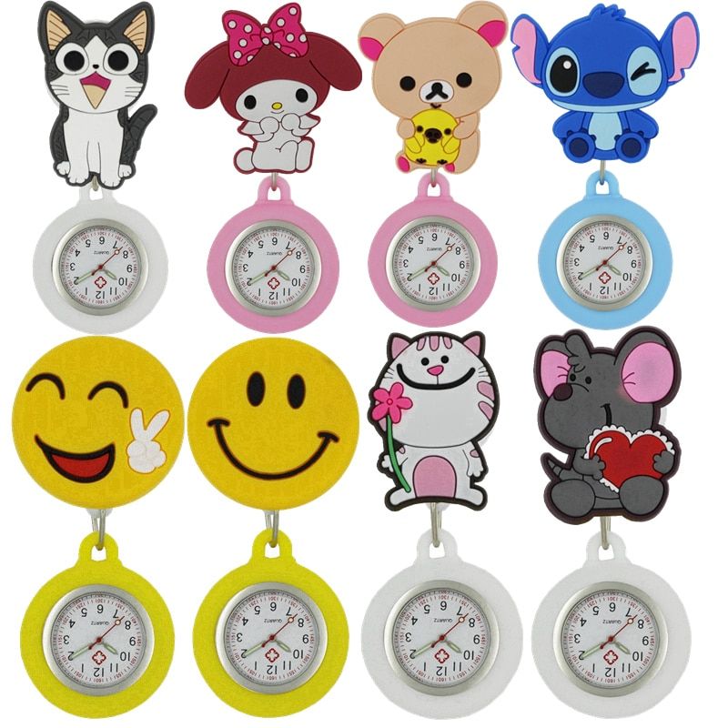 Lovely Cartoon Animal Soft Rubber Nurse Pocket Watch
