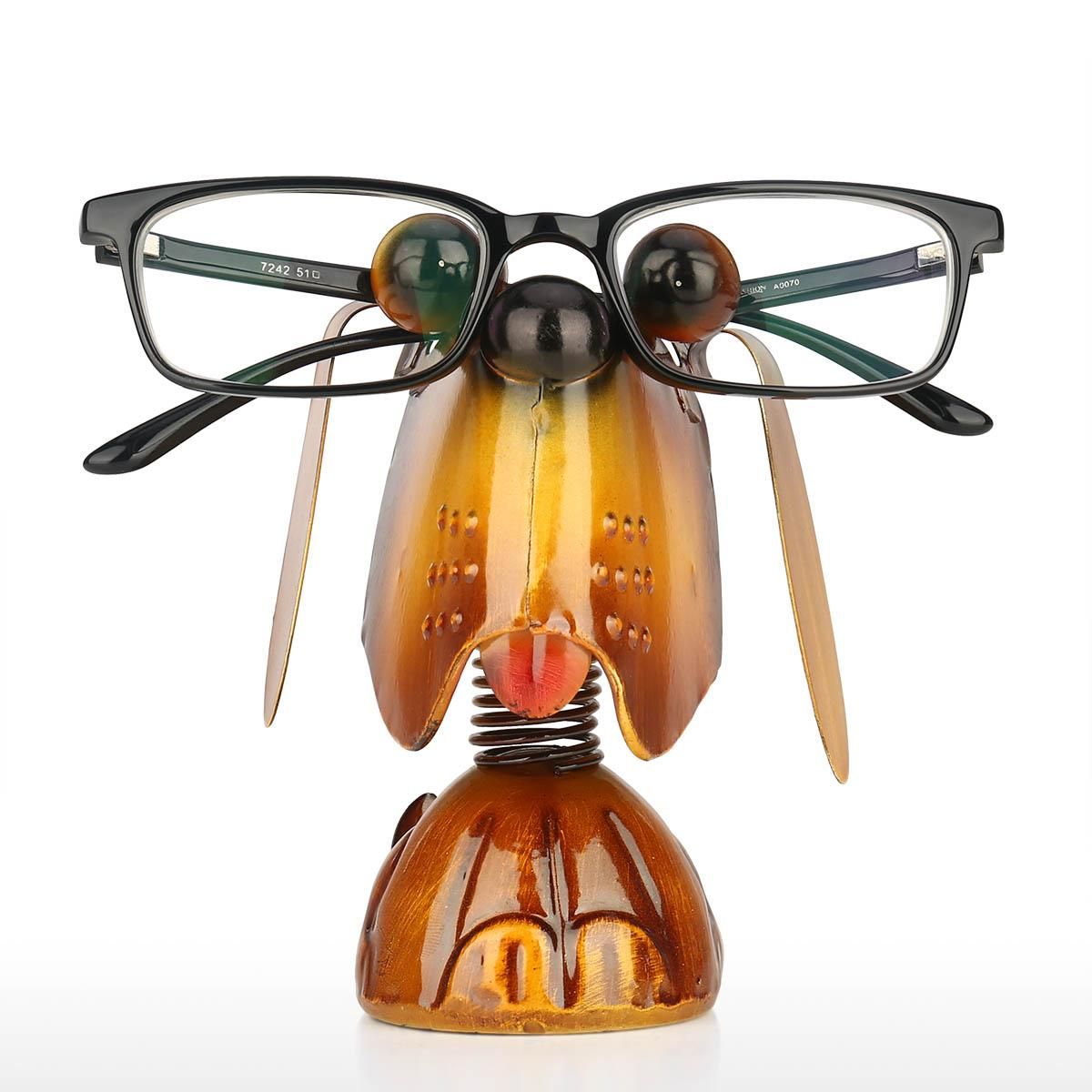 Tooarts Puppy Dog Animal Stand Eyeglass Holder Iron Sculpture Handicraft Crafting Sunglasses Display Home Decor Best for Girlfriend
