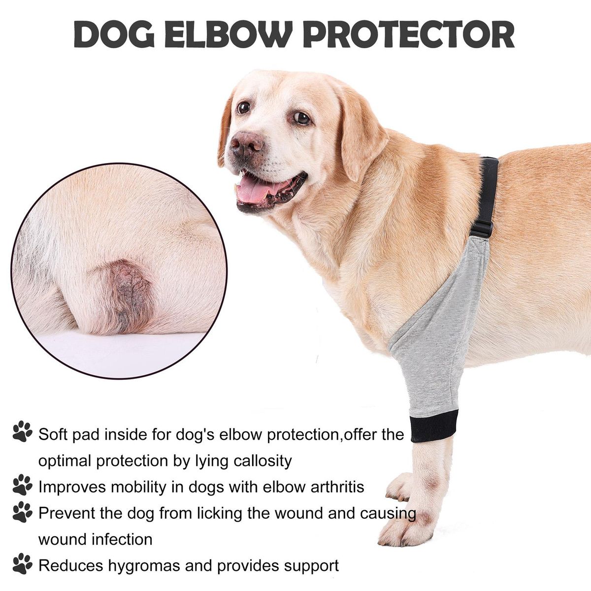 Dog Elbow Protector Front Leg Sleeve Adjustable Pet Operation Injury Recovery Protective Brace 1 Pair