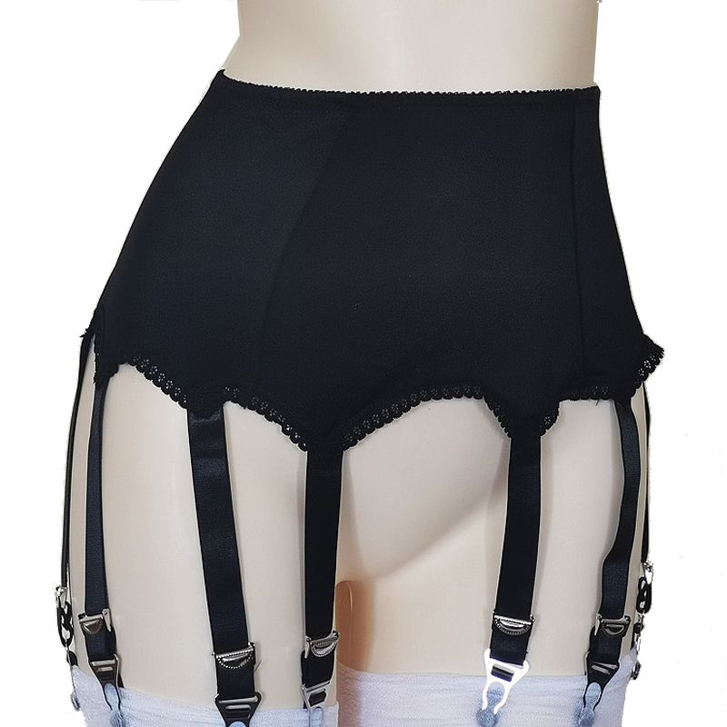 High Waist Garter Belt 8 Buckles Ss Suspender Belt Garters-826 Black-XXXL
