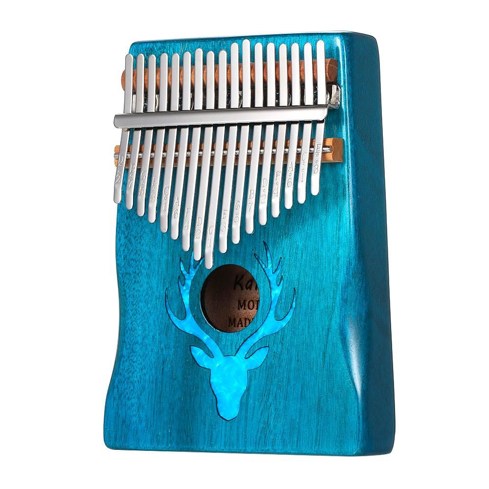 17 Keys Kalimba Elk Thumb Piano with Hammer Portable Musical Instrument Dreamy Elk Blue Color